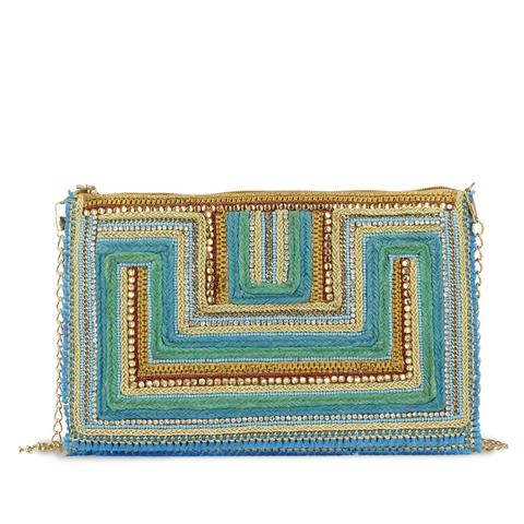 Bolso De Mano En Azul Y Dorado Para Mujer Nambi