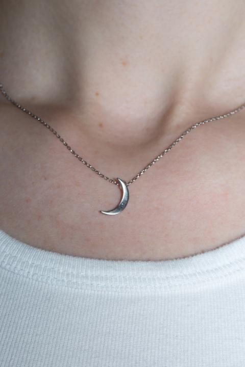 Silver Crescent Moon Necklace