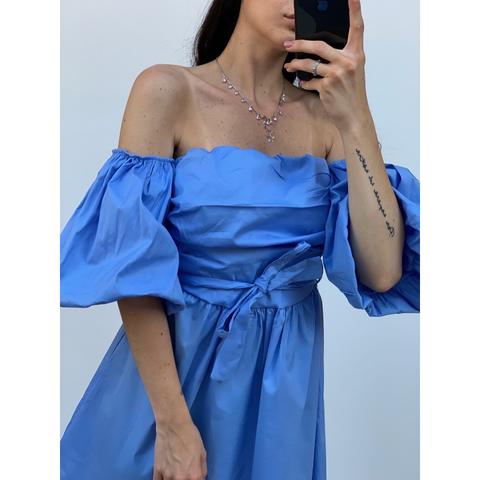 Dress Scollo A Barca Azzurro