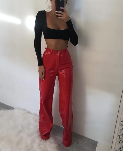 Vamp Trousers – Vegan Leather Red