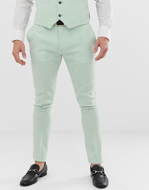 Pantalones De Traje Muy Ajustados En Verde Sombreado De Asos Design Wedding