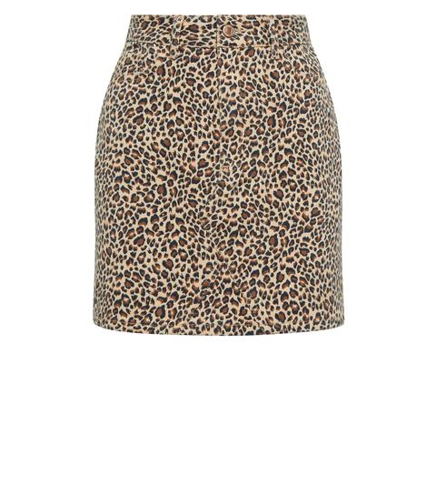 Petite Brown Leopard Print Denim Skirt New Look