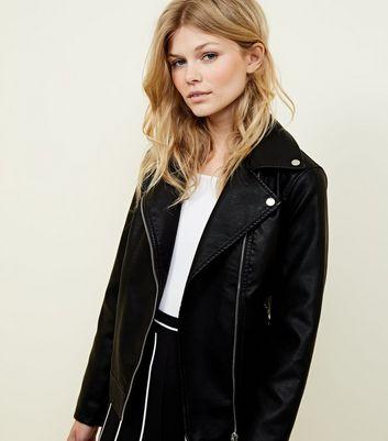 Petite – Schwarze Bikerjacke In Lederoptik