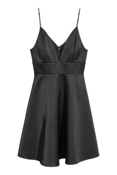 Vestido De Satén - Negro