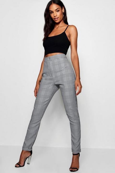 Pantalon Ajusté Et Tissé À Carreaux Tall - Gris - 44, Gris
