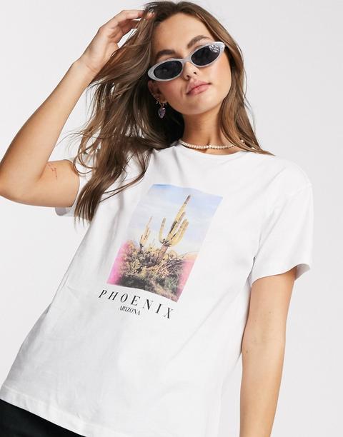 Camiseta Con Estampado Fotográfico De Cactus De Asos Design-blanco