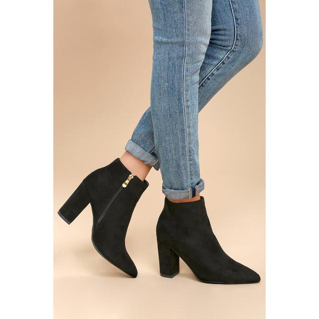 ottava black suede high heel booties