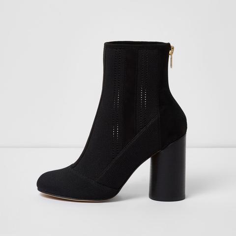 Black Knitted Ankle Boots