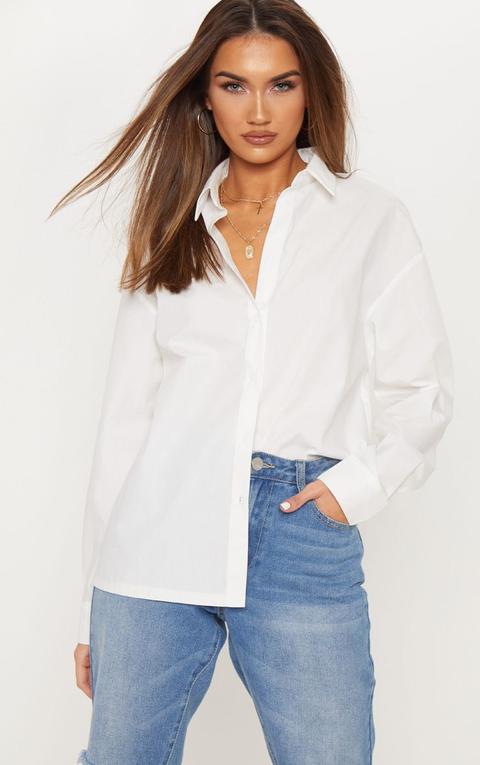 White Button Cotton Oversized Shirt