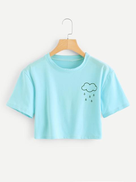 Rain Print Crop Tee