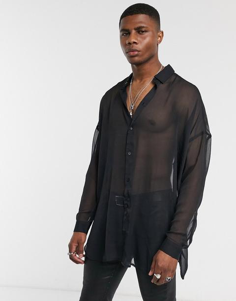 Camisa Amplia Y Transparente En Negro De Asos Design