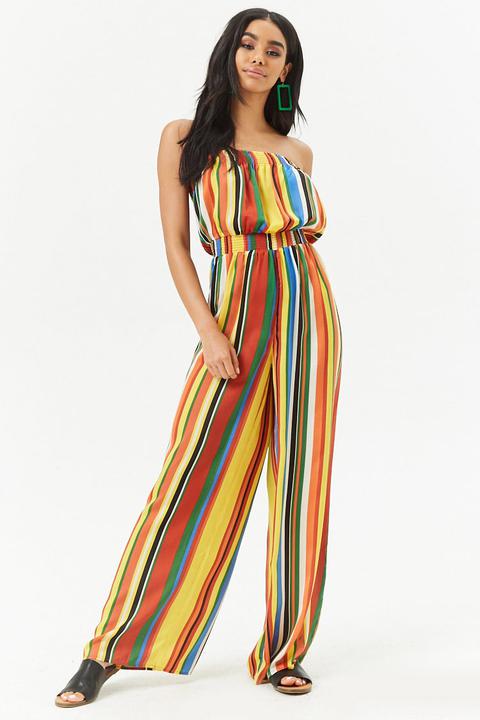 Trägerloser Jumpsuit Mit Streifen