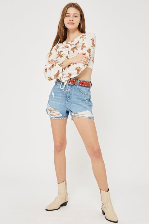 Womens Petite Mom Shorts - Mid Stone, Mid Stone