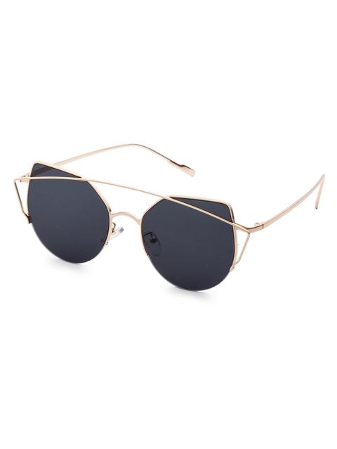 Gold Frame Double Bridge Black Cat Eye Sunglasses