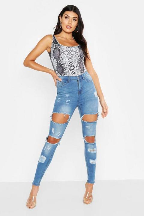 Distressed High Waist Skinny Jean