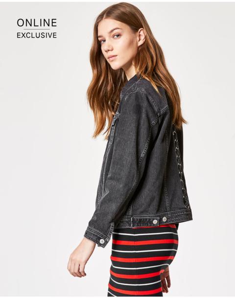 Jeansjacke Mit Schnürungen