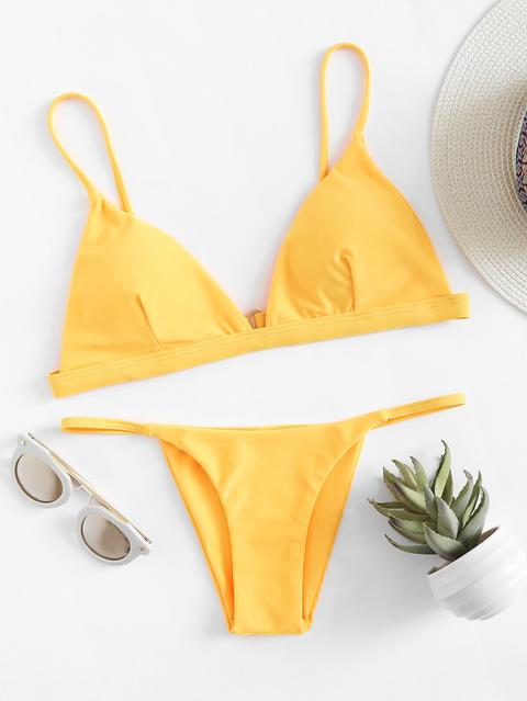 Conjunto De Bikini De Triángulo Con Tirantes Ajustables