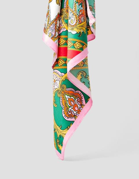Foulard In Paisley Multicolore Verde Smeraldo