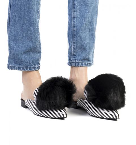 Mule Claes-pom Negro/blanco Jeffrey Campbell