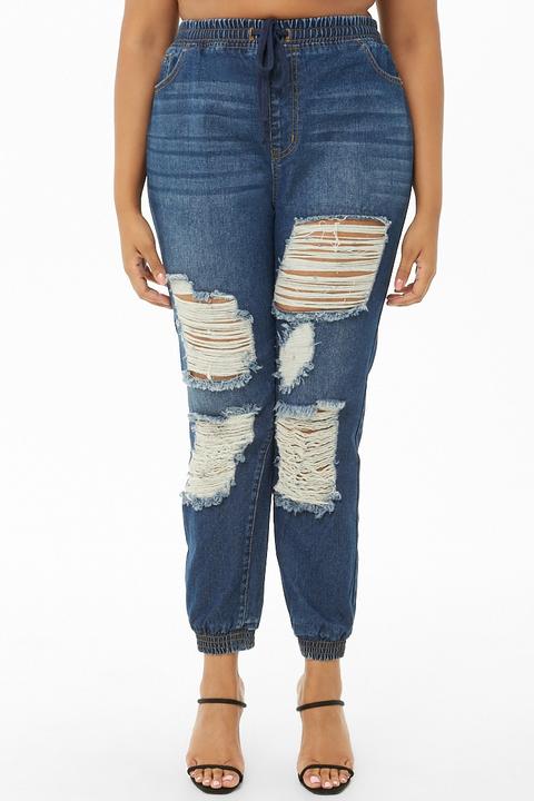 plus size denim joggers