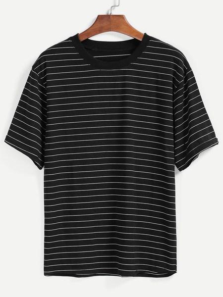 Camiseta Rayas Suelto -negro