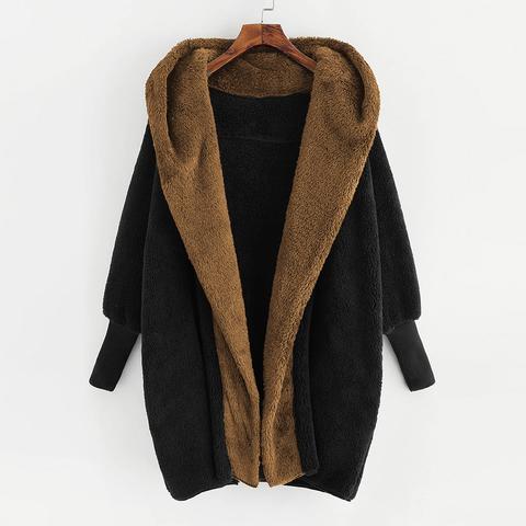 Cappotto Teddy Con Cappuccio Con Pelo Sintetico Con Aperta Frontale