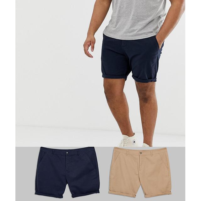 Asos Design Lot De 2 Shorts Chino Slim Taupe Et Bleu Marine Economie From Asos On 21 Buttons
