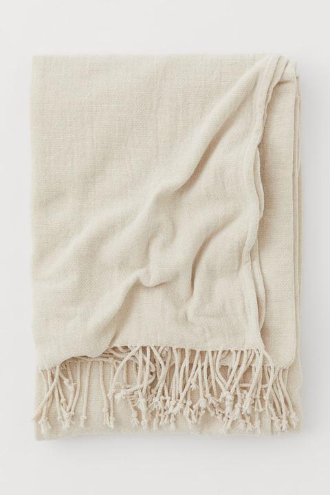 Fringed Blanket - Beige