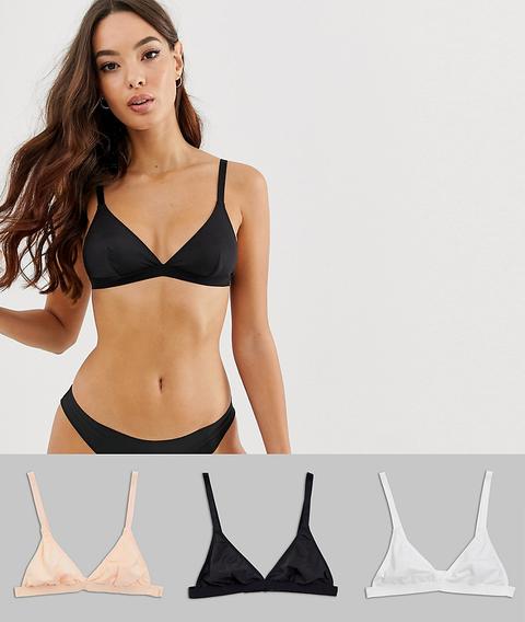 Asos Design Recycled 3 Pack Microfibre Triangle Bra