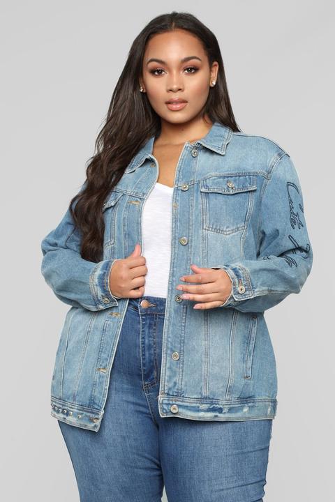 Causing A Problem Denim Jacket - Lightwash