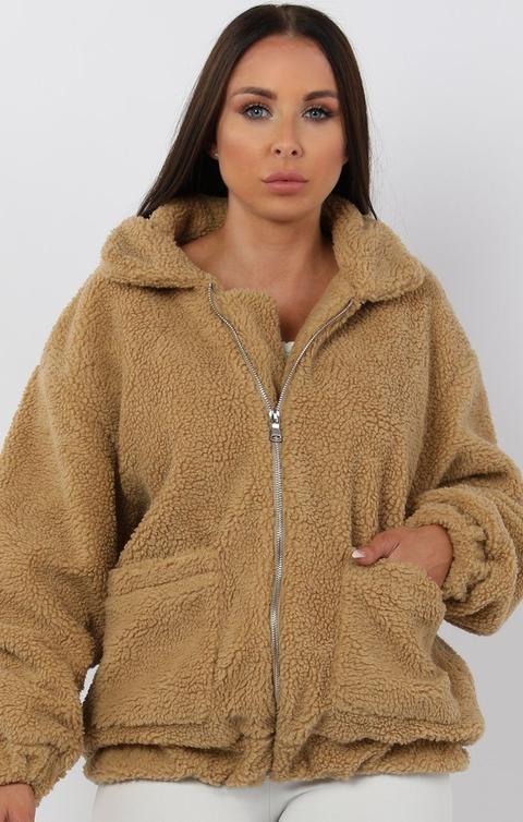 camel teddy hoodie