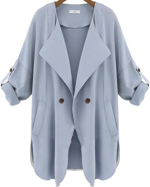 Pockets Blue Trench Coat