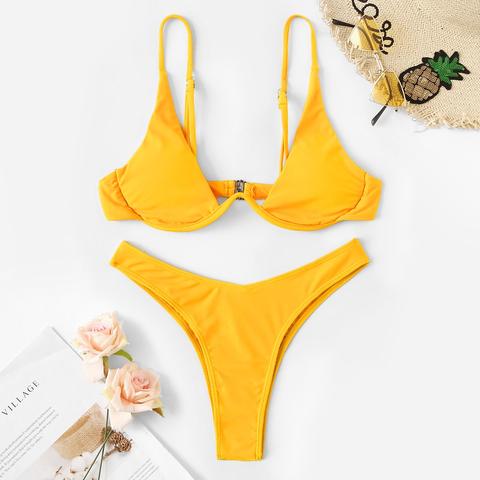 Set Bikini Con Telaio E Taglio Alto