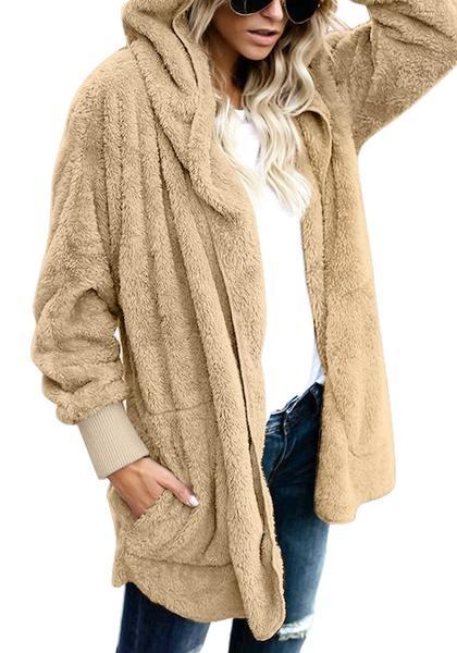 tan hooded cardigan