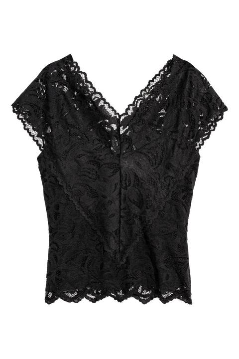 H & M - Top In Pizzo - Nero