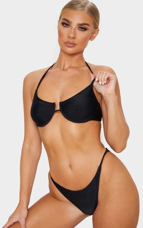 Black Underwired Tanga Bikini Top