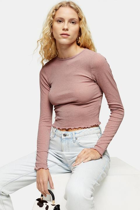 pink mesh top long sleeve