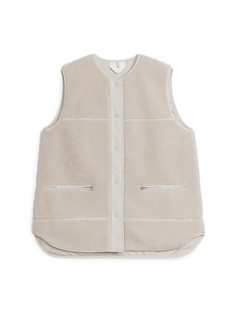 Oversized Pile Vest - Beige