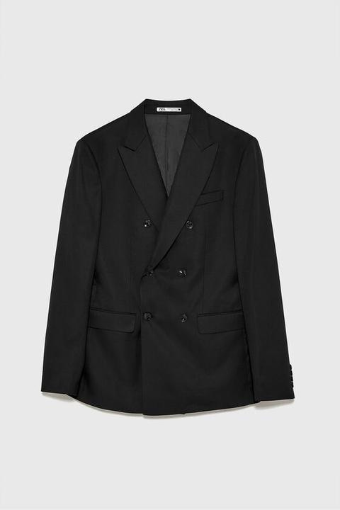 Double Breasted Textured Weave Blazer from Zara on 21 Buttons