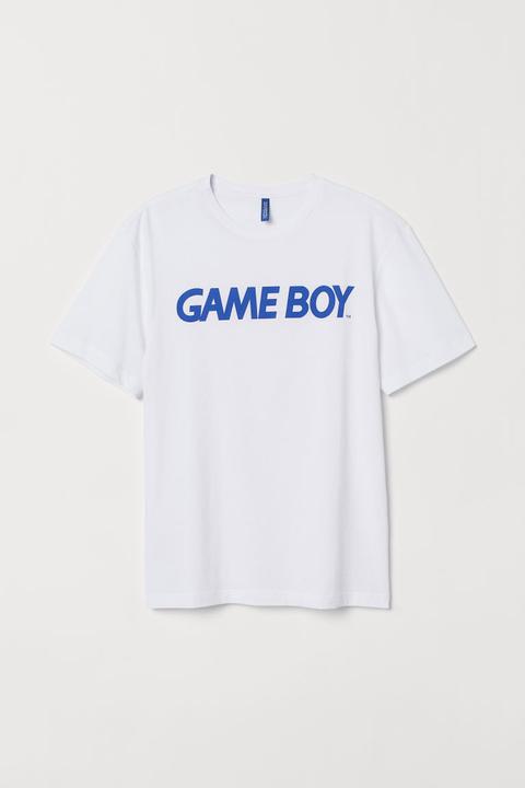 H & M - Camiseta Con Motivo - Blanco