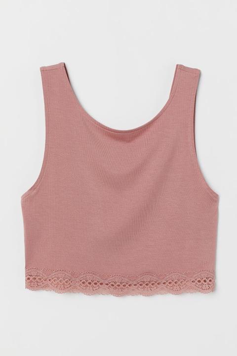 H & M - Top Corto - Rosa