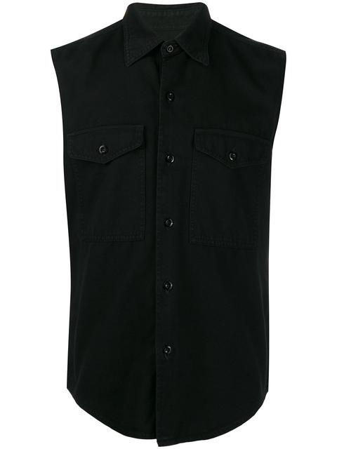 Ami Paris Chemise À Design Sans Manches - Noir