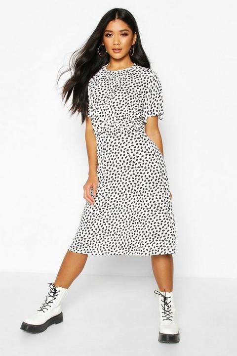 Womens Dalmation Curved Waist Skater Dress - White - 8, White