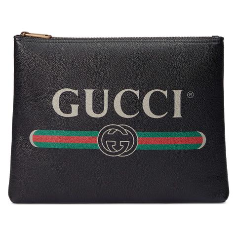 Pouch Gucci Print In Pelle Misura Media