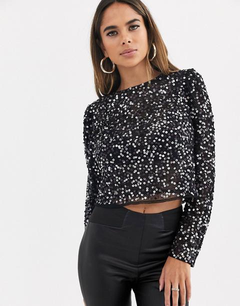 long sleeve top with sequin embellishment