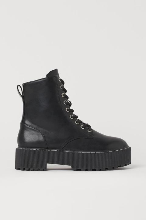 Botas De Combate Gruesas - Negro