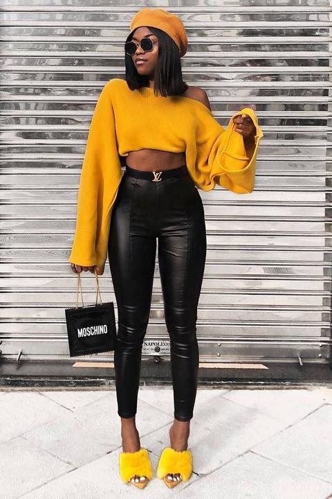 Mustard Cropped Batwing Jumper - Carmin