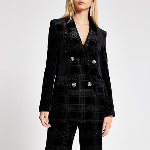 River island black velvet on sale blazer