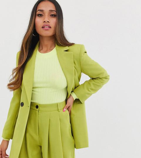 Asos Design Petite - Blazer De Costume À Épaules Accentuées - Agrume Pop - Vert