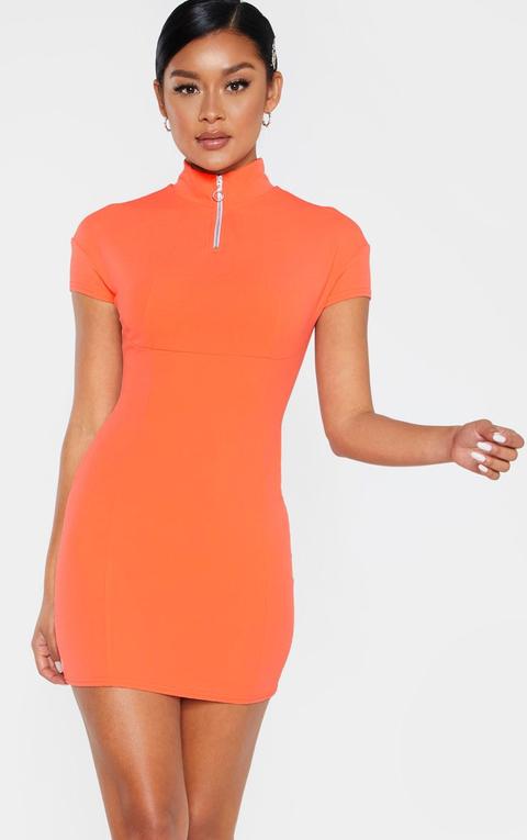 orange zip dress